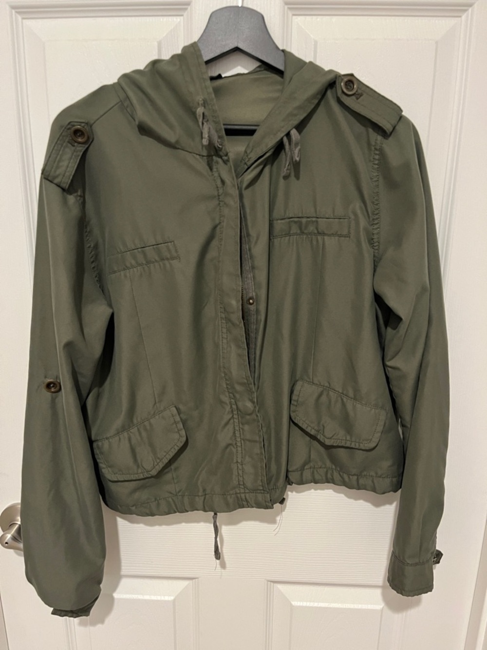Forever 21 Olive Green Hooded Utility Jacket